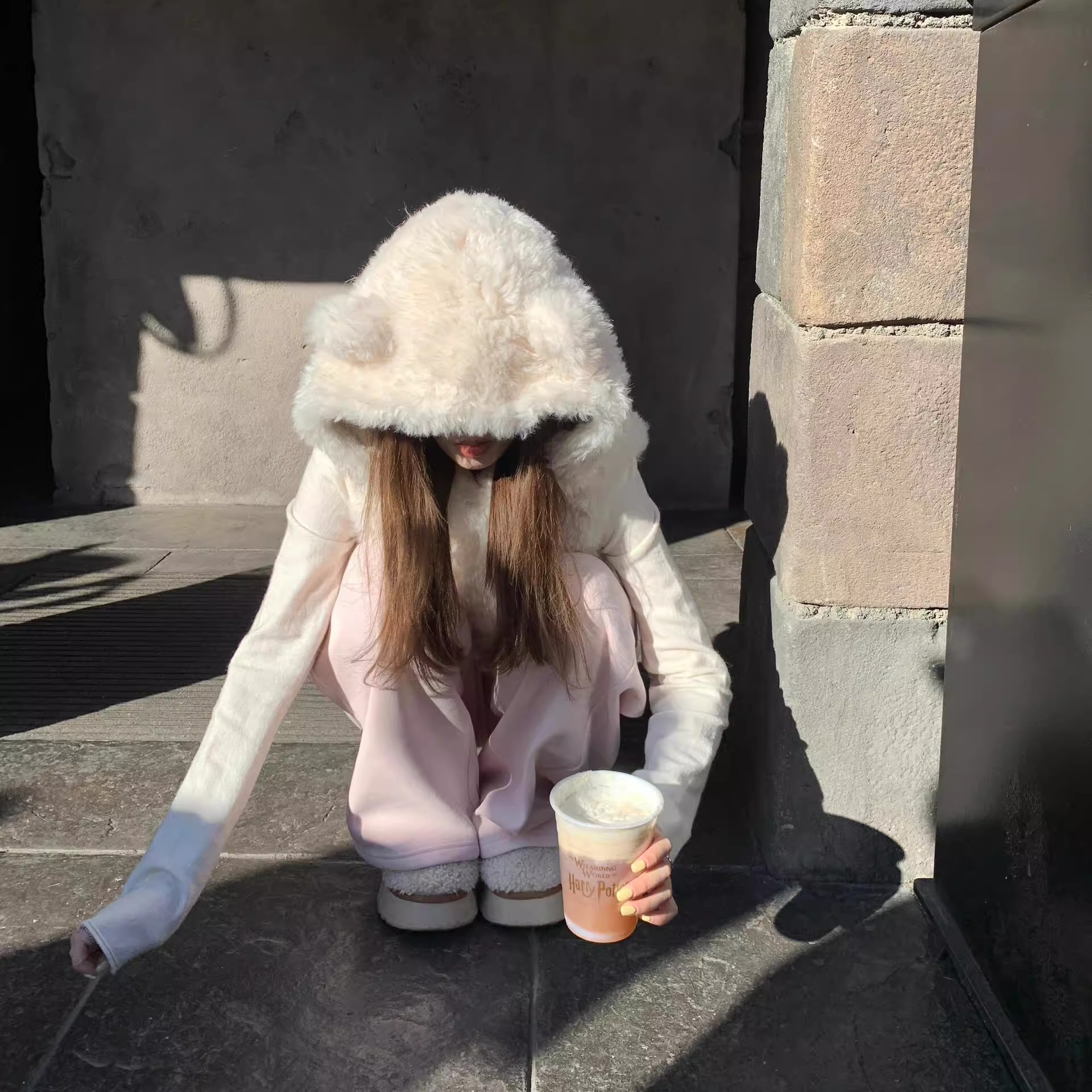 新款羊羔毛马甲女秋冬百搭甜美加厚坎肩皮毛一体背心小熊耳朵外套