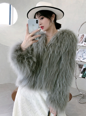 2023新款仿貉子毛编织皮草外套女短款加厚狐狸毛大衣年轻款小个子