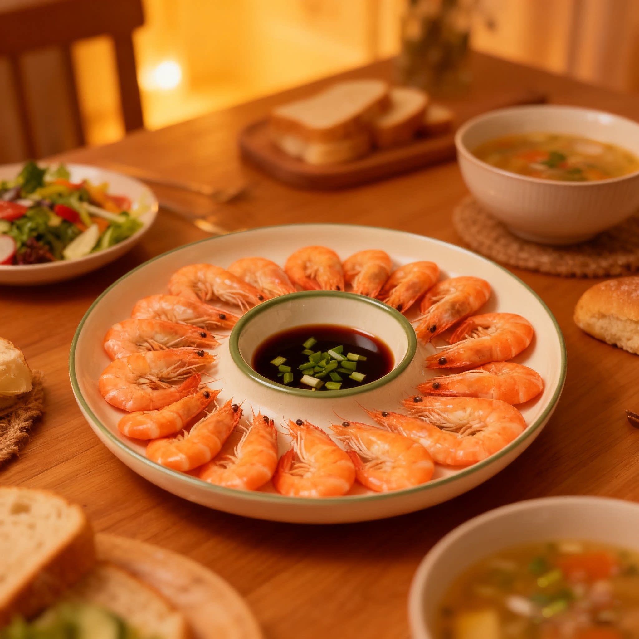 陶瓷虾盘带醋碟商用餐厅水饺盘高档意境菜盘子薯条盘蘸料分格盘子