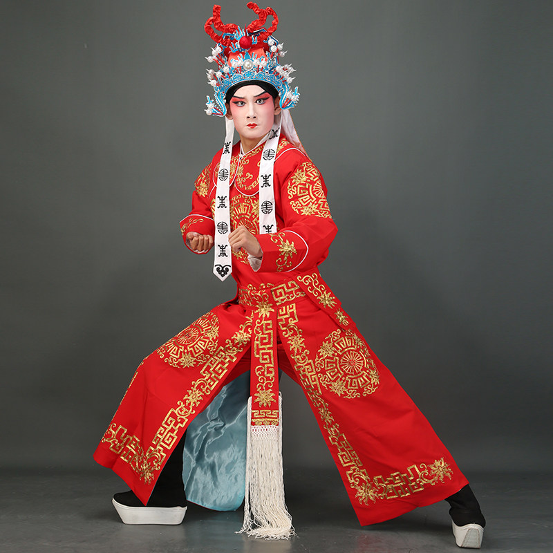 戏曲团花剑衣京剧戏剧大武生武将服全金剑衣剑袖古装侍卫团花箭衣