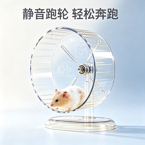 仓鼠大直径静音透明运动跑轮不卡脚金丝熊花枝鼠日常运动娱乐玩具