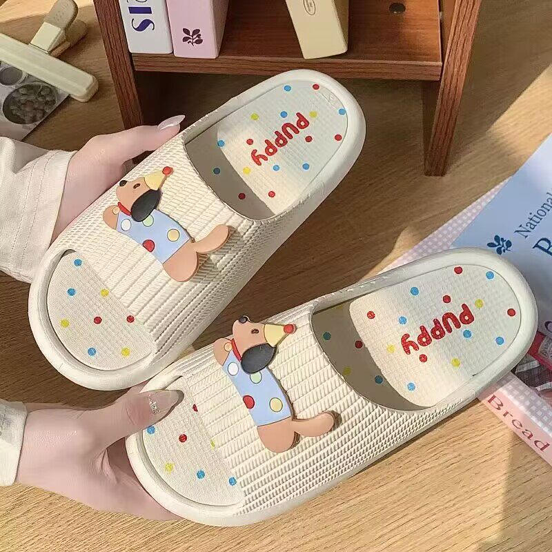 ins风2025新款四季室内防滑凉拖彩点小狗个性软底学生宿舍拖鞋女