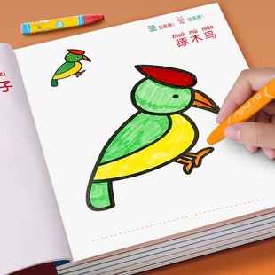 儿童阶梯涂画本宝宝涂色画画本幼儿园专用绘画填色涂鸦专注力训练