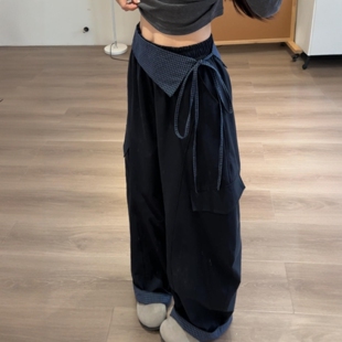 今年流行的黑色休闲工装裤女款2026新款阔腿西装裤子宽松bf慵懒风