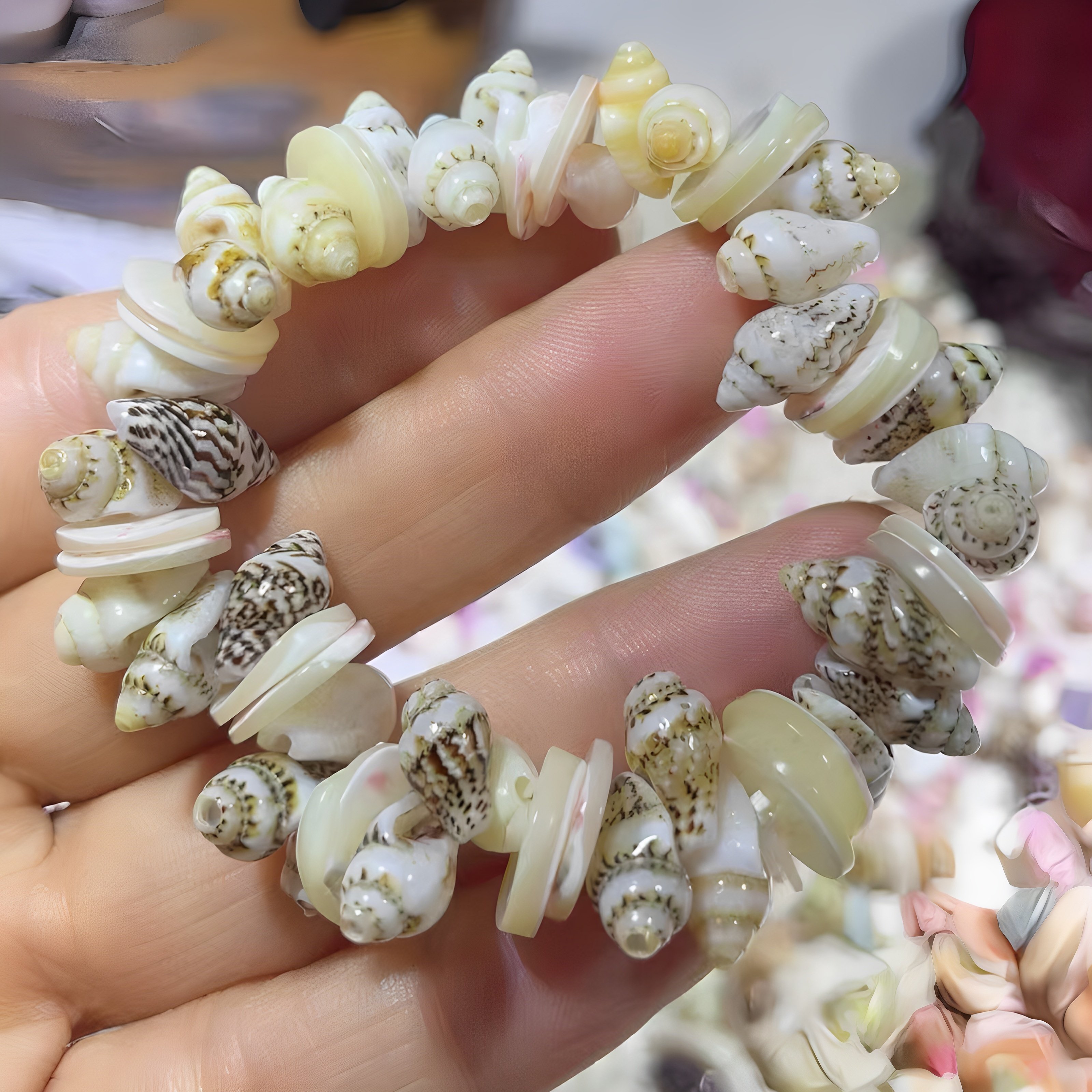 纯天然海螺贝壳手链手工海洋首饰