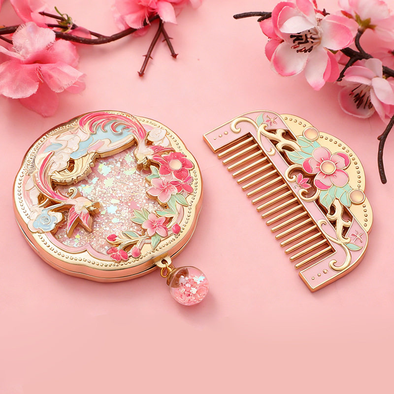 国潮古风流沙化妆镜梳子套装创意新中式夜光梳妆礼盒伴手礼套装