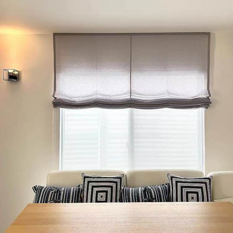 日本立川罗马帘单双层升降轨道拉珠式卧室儿童房加工自动缓降窗帘