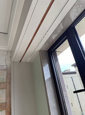 曼田新款隐形滑轮内嵌式开槽导轨内开窗铝合金窗帘轨道顶装直轨