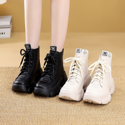 真皮马丁靴女厚底7cm爆款短靴