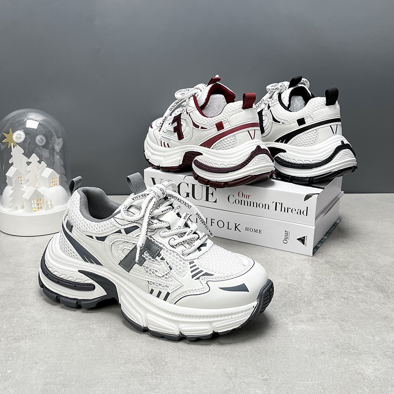 2025流行爆款拼色老爹鞋女厚底增高6cm春秋双网鞋轻便百搭运动鞋