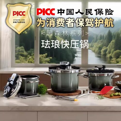 BRICKELL黑森林系列珐琅快压锅家用燃气电磁炉通用高压锅不粘锅