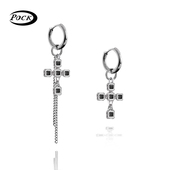新潮链条不对称男款 POCK原创小众新款 朋克风十字吊坠耳扣个性 耳环