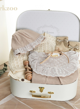 新生婴儿衣服礼盒彩棉高档女宝宝满月礼初生伴手礼春季秋套装玩具