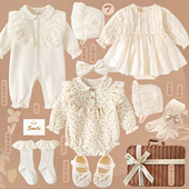 parkzoo新生儿见面礼盒满月婴儿女宝宝春秋冬季 礼物 纯棉衣服套装