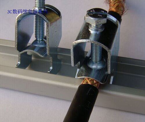 UB12-18EMC 屏蔽电缆夹 导电铝轨道NS30/15安装屏蔽线金属电缆夹