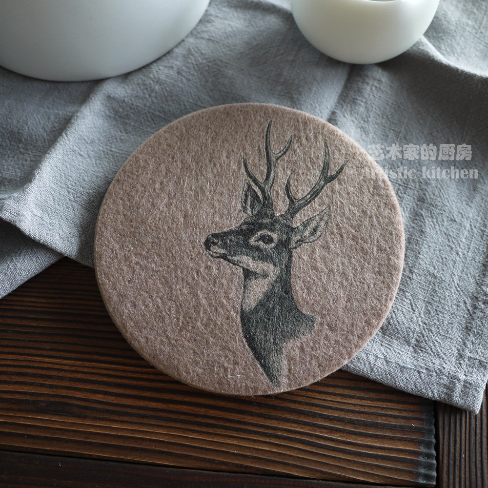 INS 스타일 차 코스터 북유럽 펠트 플레이스 매트 냄비 및 그릇 매트 흡수성 및 단열 장인이 손수 제작 20 위안 이상 구매시 무료 배송