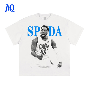 MQ原创2025SS 多诺万米切尔 美式街头人物撞色复古印花T恤