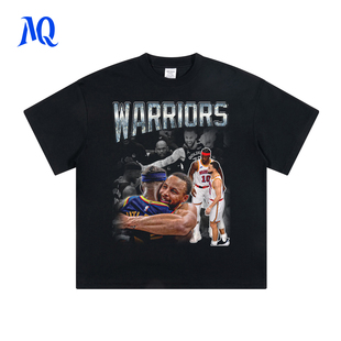 MQ原创2025SS 库里巴特勒美式人像印花T恤纯棉重磅小领口复古短袖