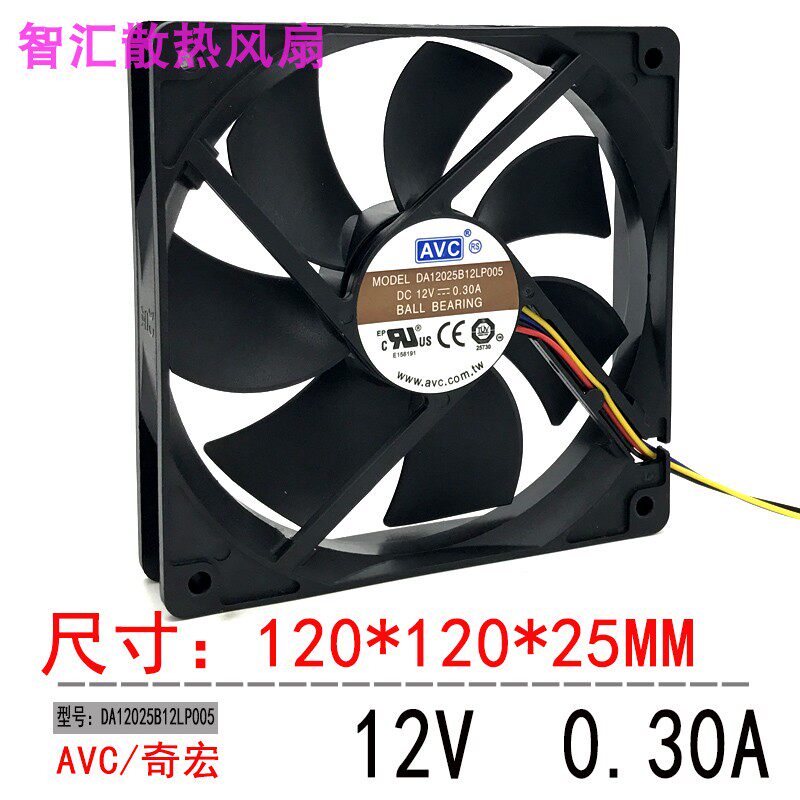 12CM大风量静音4针线PWM温控调速电源机箱CPU散热器12V风扇12025