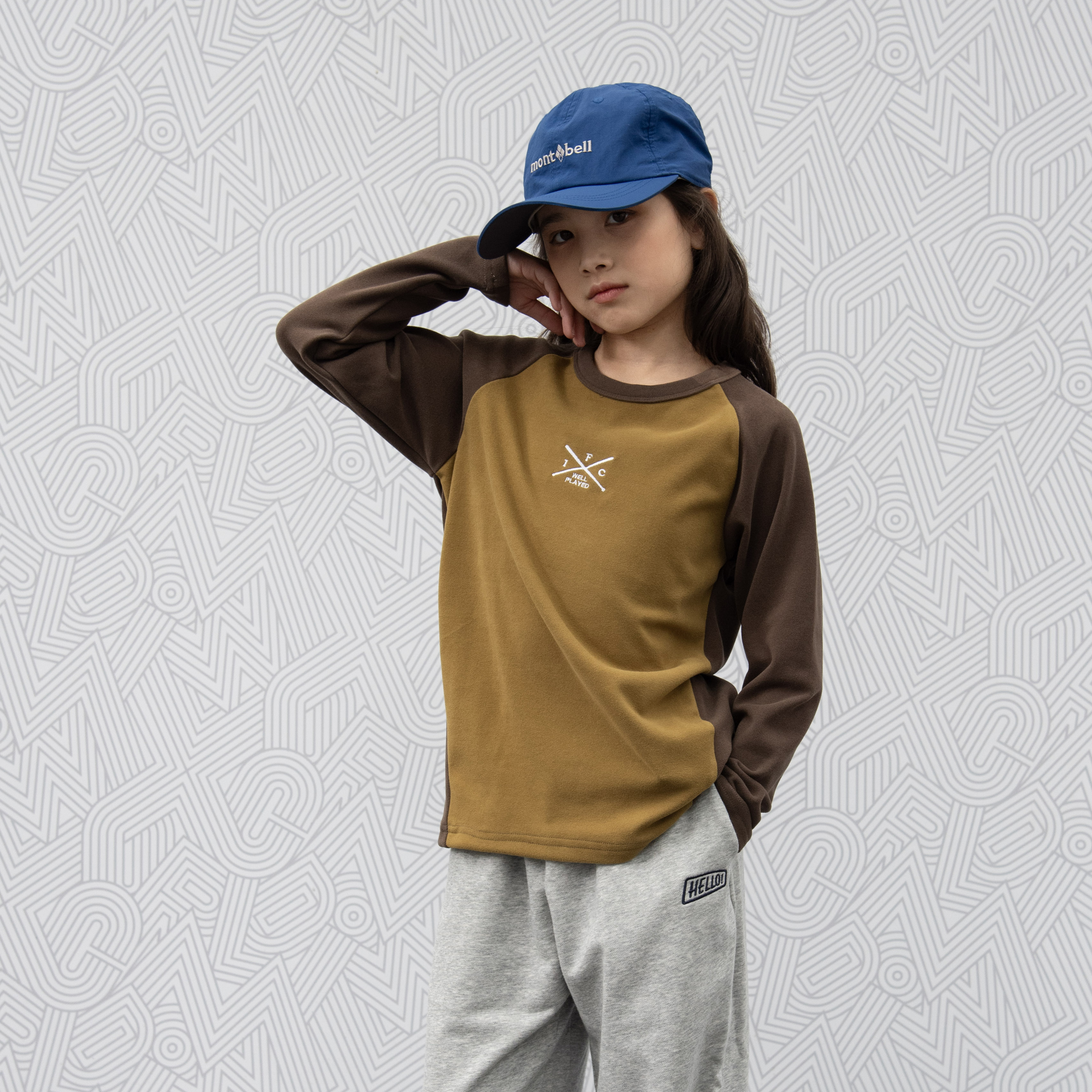 DAMON DAILY Damon25年秋冬新品儿童插肩袖撞色长袖T恤圆领打底衫