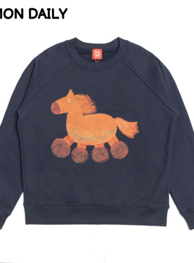 【Damon1/15日 10:00上新】新年马年儿童趣味红色薄绒亲子卫衣