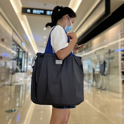 大容量纯色束口袋轻防水购物袋子