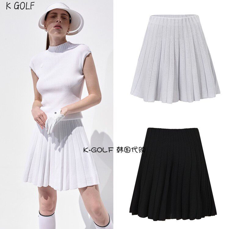 ANELL韩国正品代购高尔夫球服24年女夏炫酷凉爽百褶针织运动裙
