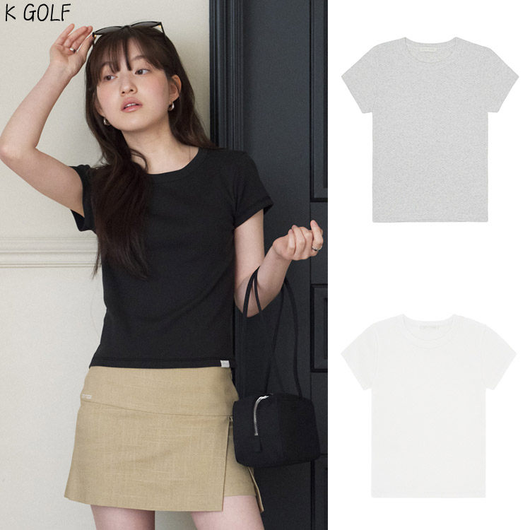 PIVVEE韩国正品代购高尔夫球服26年女夏简约纯色透气吸汗紧身上衣