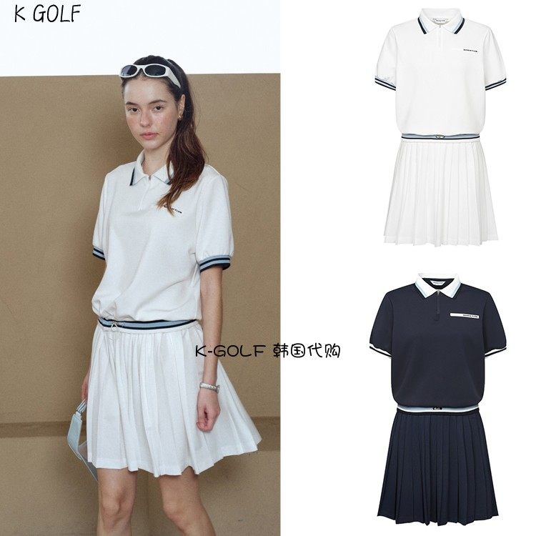 MONDAY FLOW韩国正品代购高尔夫球服24年女夏宽松短袖百褶连衣裙