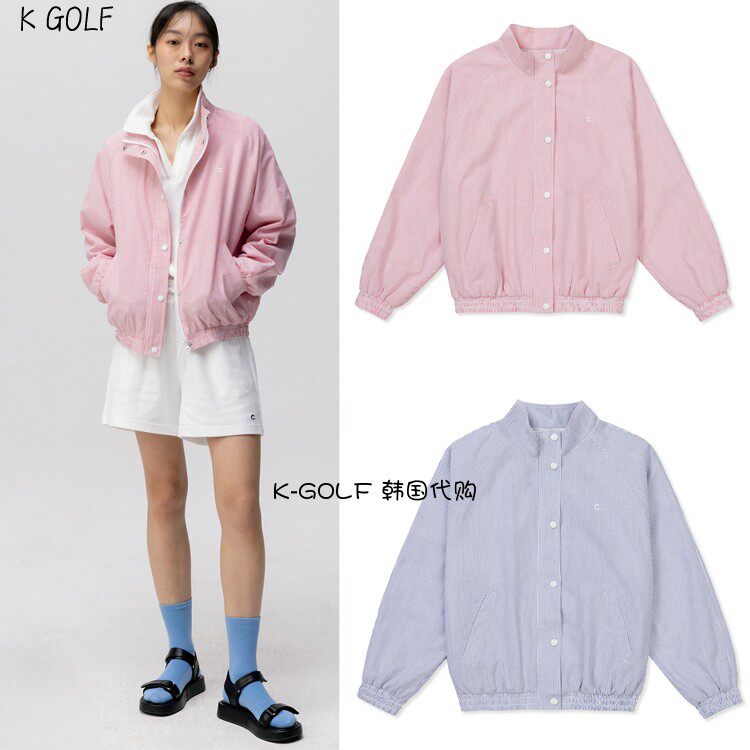 CLOVE韩国正品代购高尔夫球服24年男女春夏泡泡轻盈轻爽条纹夹克