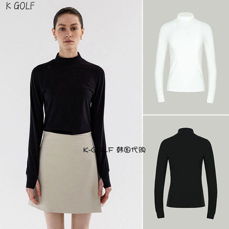 韩国代购ANELL高尔夫球服23年女春优质棉弹力长袖T恤运动golf上衣