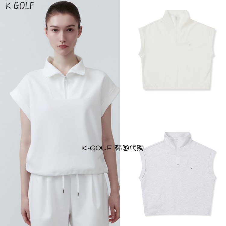 CLOVE韩国正品代购高尔夫球服25年女夏休闲宽松柔软半拉链款背心