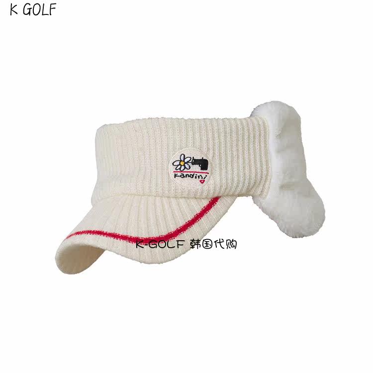 KANDINI韩国正品代购高尔夫球帽23年女冬羊毛针织无顶保暖遮阳帽