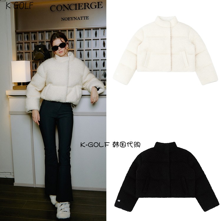 PIVVEE韩国正品代购高尔夫球服24年女冬毛圈呢奢华舒适羽绒服外套