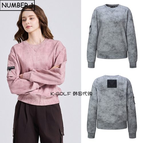 韩国代购challenger高尔夫球服25年女秋冬徽标扎染圆领长袖运动衫