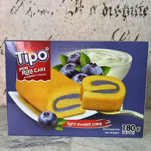 临期裸价特卖 越南进口TIPO蓝莓酸奶味迷你蛋糕卷180g 下午茶点心