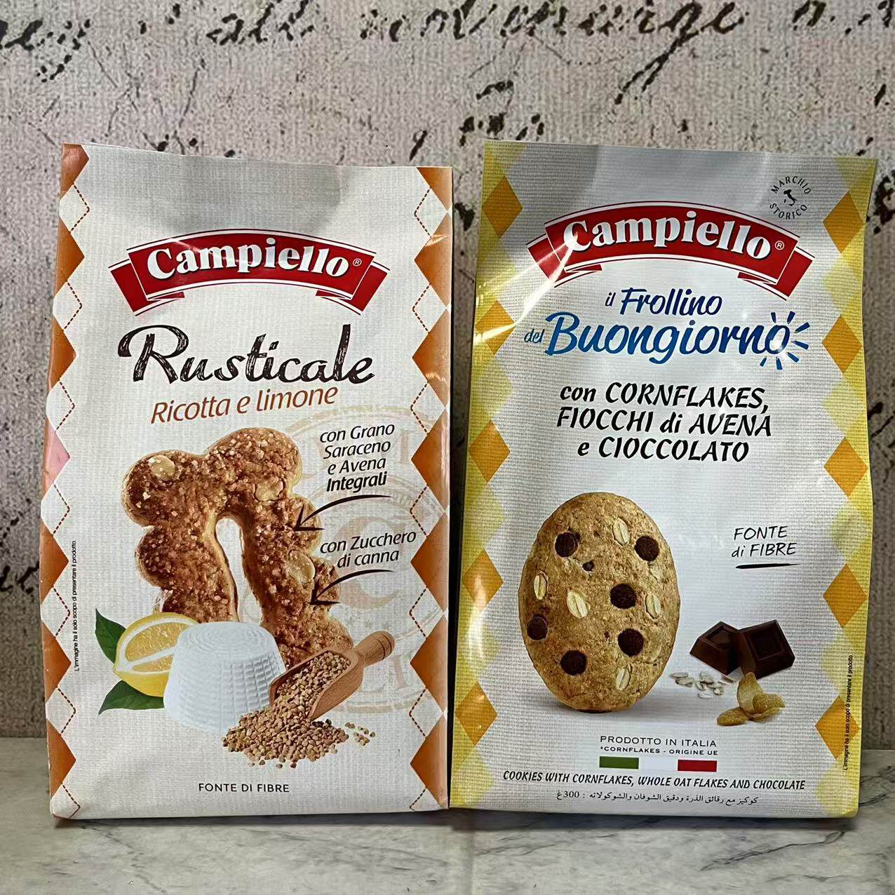 特价售卖 意大利进口卡佩罗牛乳全麦肉桂柠檬芝士粗粮饼干350g