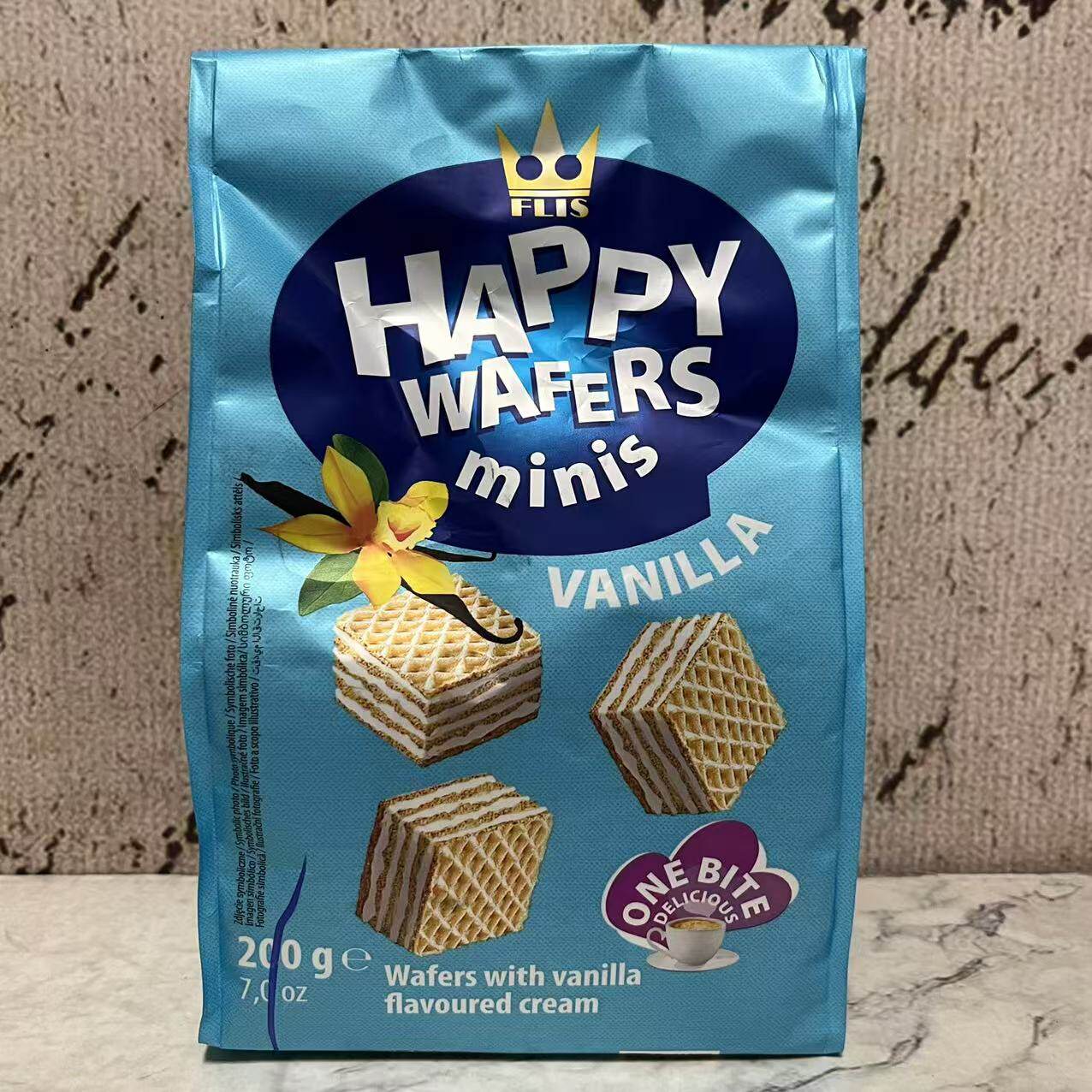 临期特卖 波兰进口妮果快乐迷你可可榛子香草味夹心威化饼干100g