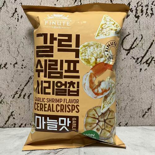 临期裸价特卖  韩国进口FINUTE大蒜虾味谷物脆片82g袋装 休闲零食