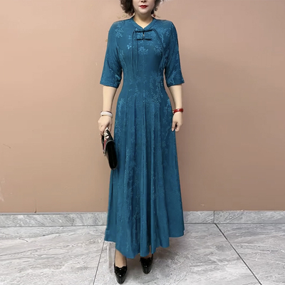 提花棉弹力显瘦气质流苏大摆裙