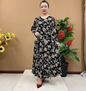 阔太太网纱连衣裙夏季新款中袖高弹气质加长款台湾纱碎花大摆裙潮
