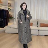 高档贵夫人毛呢大衣加肥加大200斤欧货洋气妈妈长款 大码 翻领外套