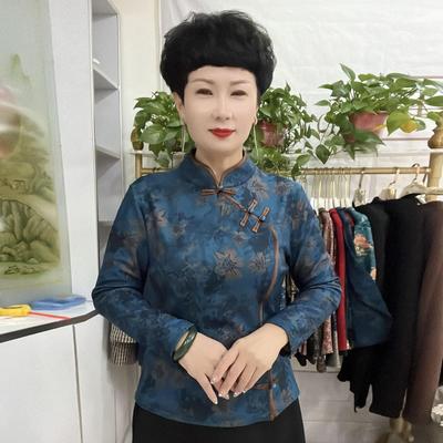 小衫花纹妈妈装打底衫常规复古