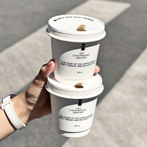 一次性咖啡杯奶茶纸杯子ins风带盖商用外带加厚热饮打包杯子