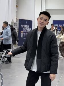 冬季新款道袍棉服夹克男韩版休闲菱格长领棉衣网红同款加棉外套潮