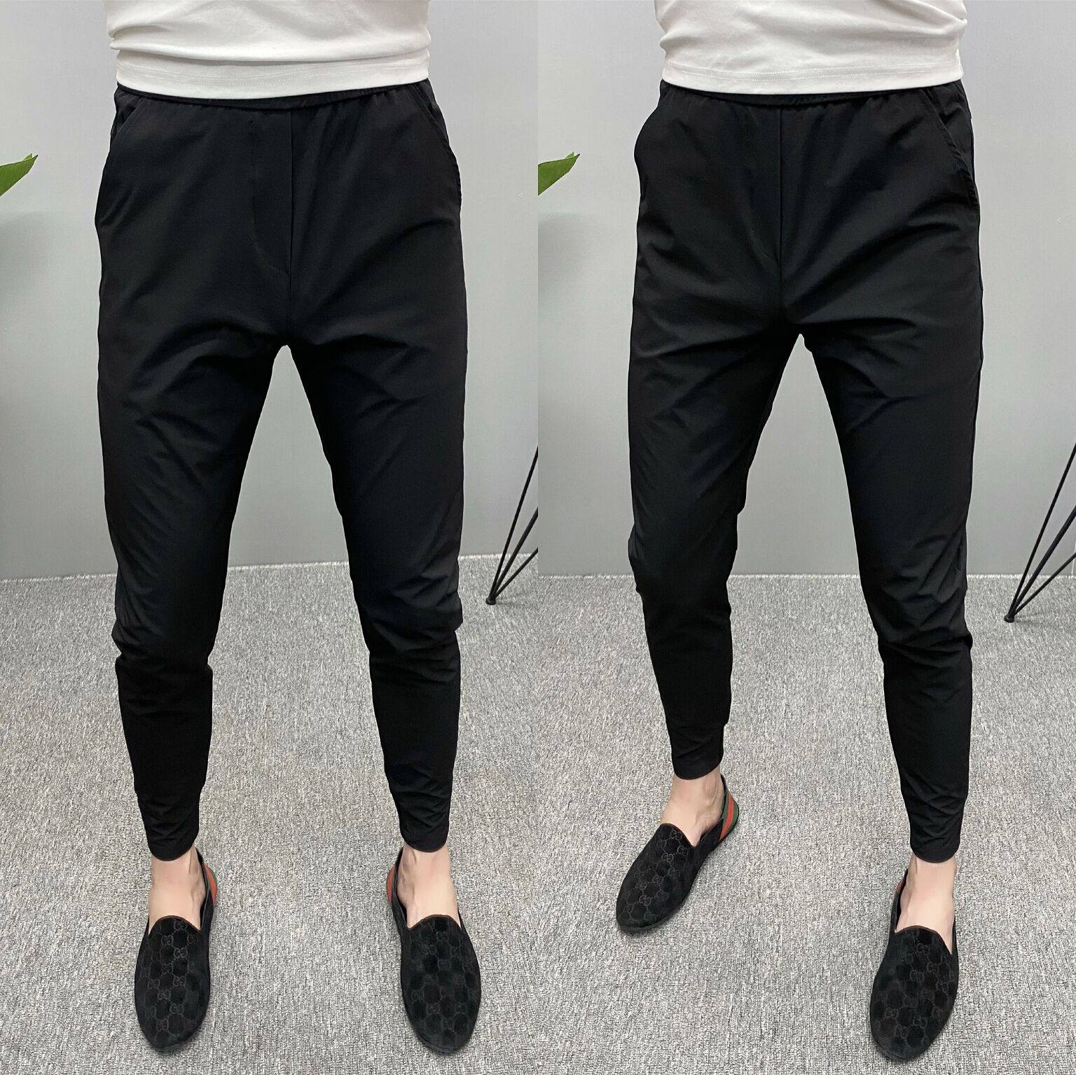 秋冬修身小脚裤男款纯色加绒百搭休闲裤黑色束脚裤痞帅小伙裤子潮