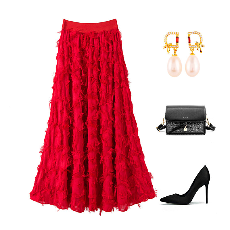 睫毛流苏2025秋冬新款大摆女装