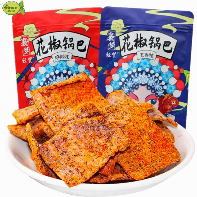 湖北特产花椒锅巴108g袋麻辣五香农家传统手工休闲网红小零食包邮