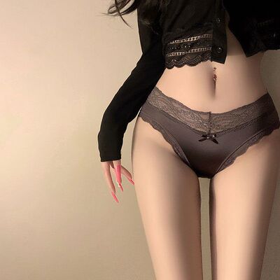 「芝芙芙」V字纯欲性感蕾丝内裤女士低腰交叉纯棉裆缎面冰丝内裤
