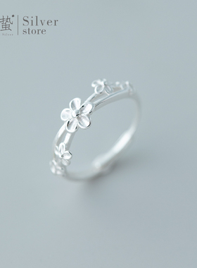 猫蛰S999足银花朵戒指